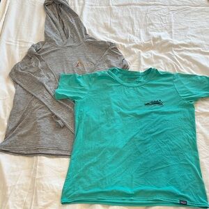 Patagonia Gray Hoodie and Teal T-Shirt Set